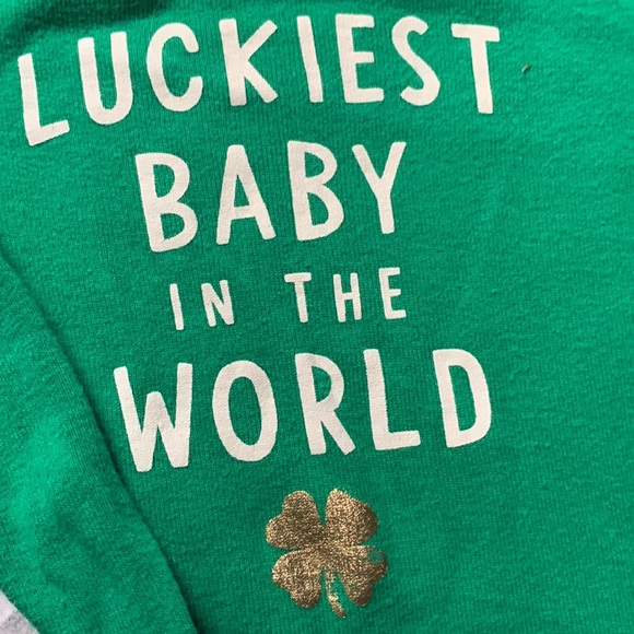 Luckiest Baby St Patrick Baby Outfit Green 12 months - Picture 2 of 4